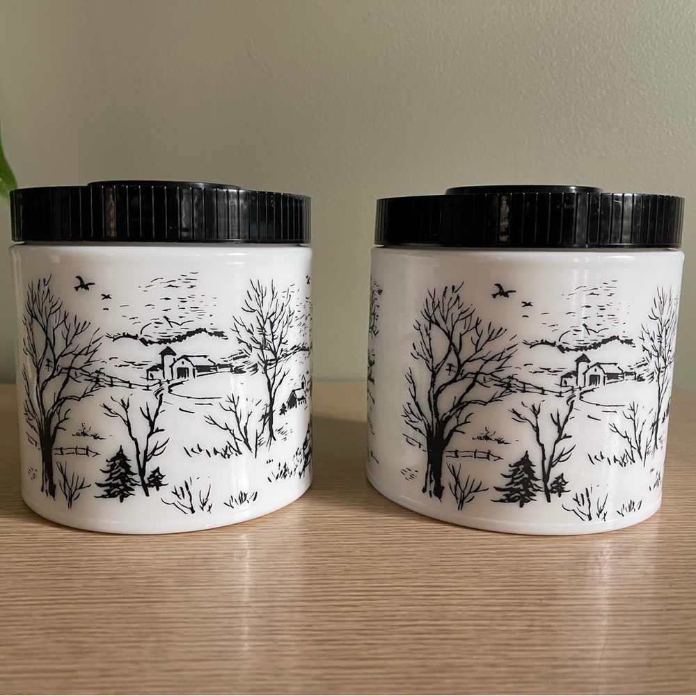 Vintage milk glass canisters - Picture 2 of 11
